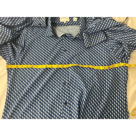 Con.struct Slim Fit Blue Geometric Print Button Up Shirt Size XL 4 Way Stretch - Picture 13 of 16